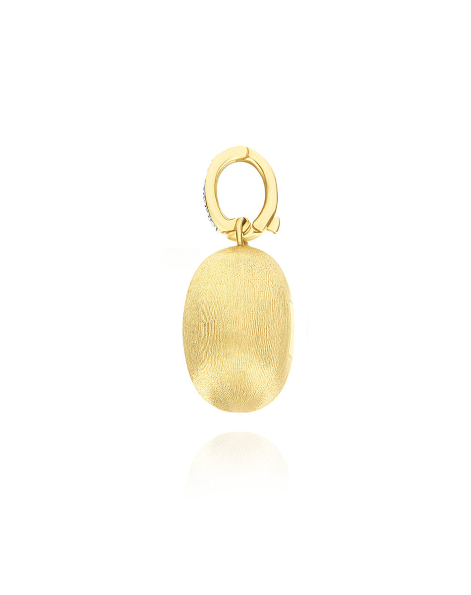 "Boules" charm in hand-engraved gold and diamonds (medium)