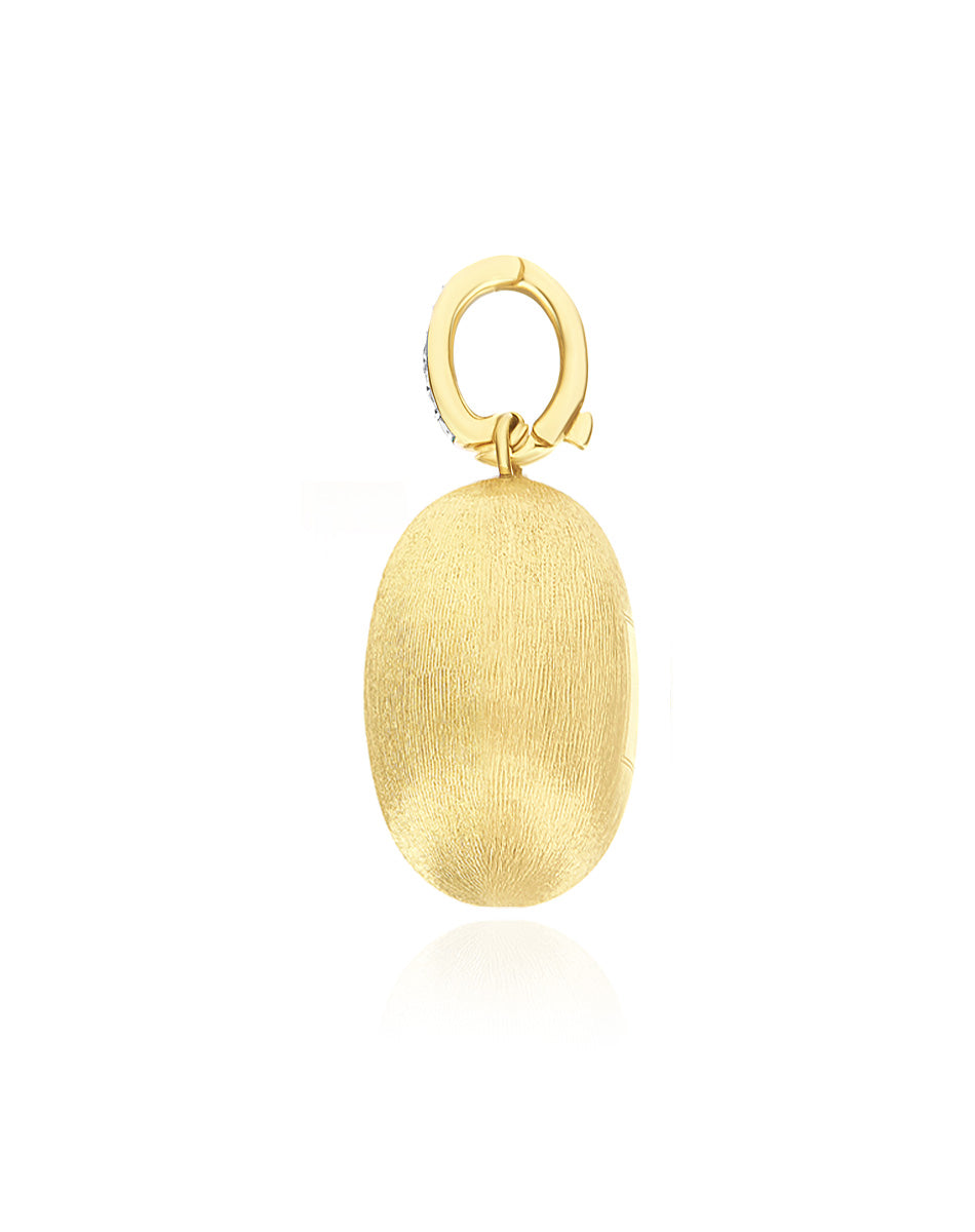 "Boules" charm in hand-engraved gold and diamonds (large)