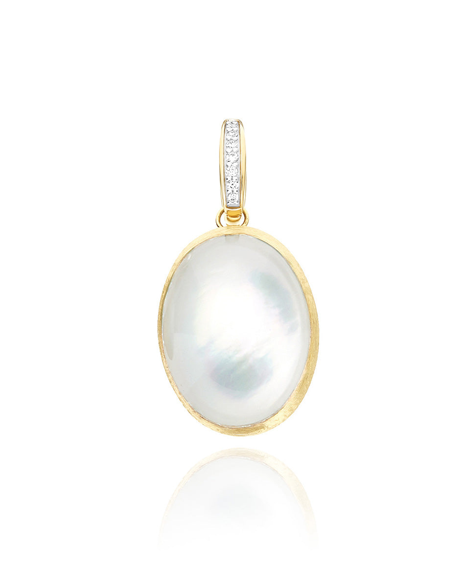 Dolcevita Boules charm (big), in engraved gold, diamonds, mother-of-pearl and Rock crystal