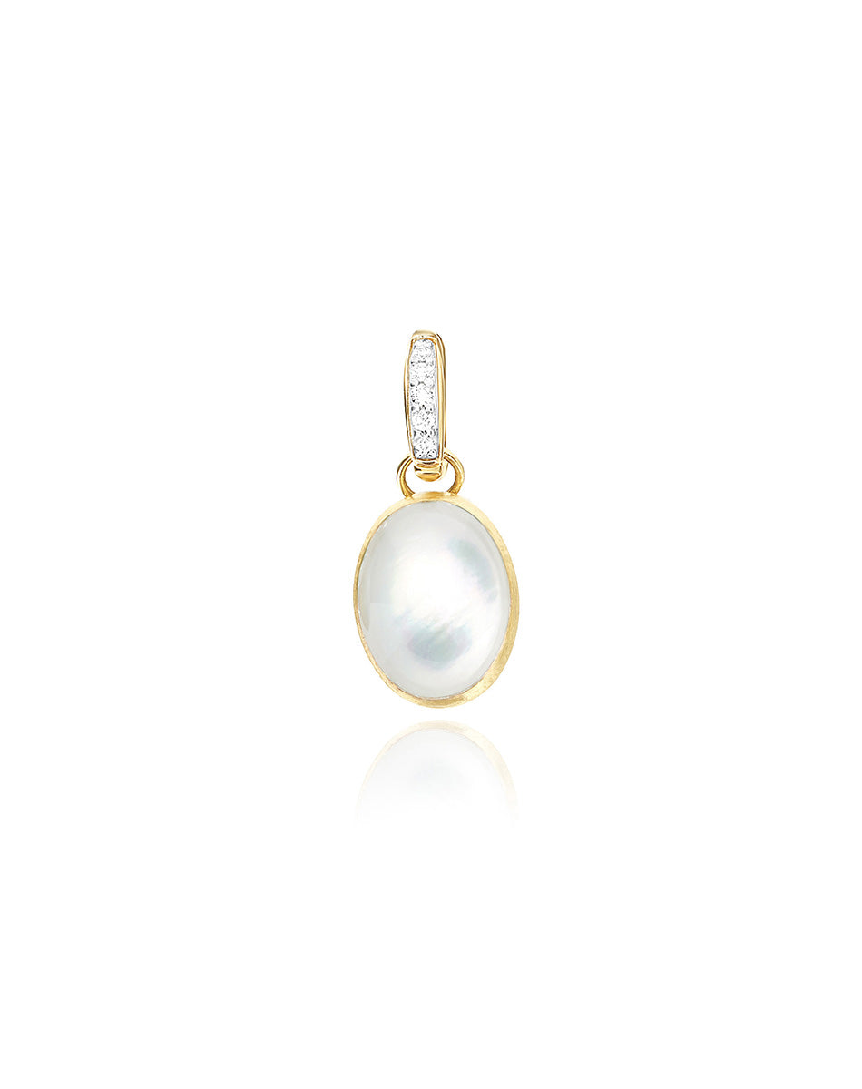Dolcevita “Boules” charm in engraved gold, diamonds, mother-of-pearl and rock crystal (small)