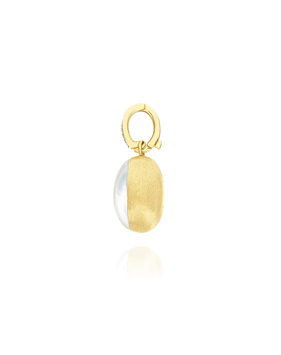 Dolcevita “Boules” charm in engraved gold, diamonds, mother-of-pearl and rock crystal (small)