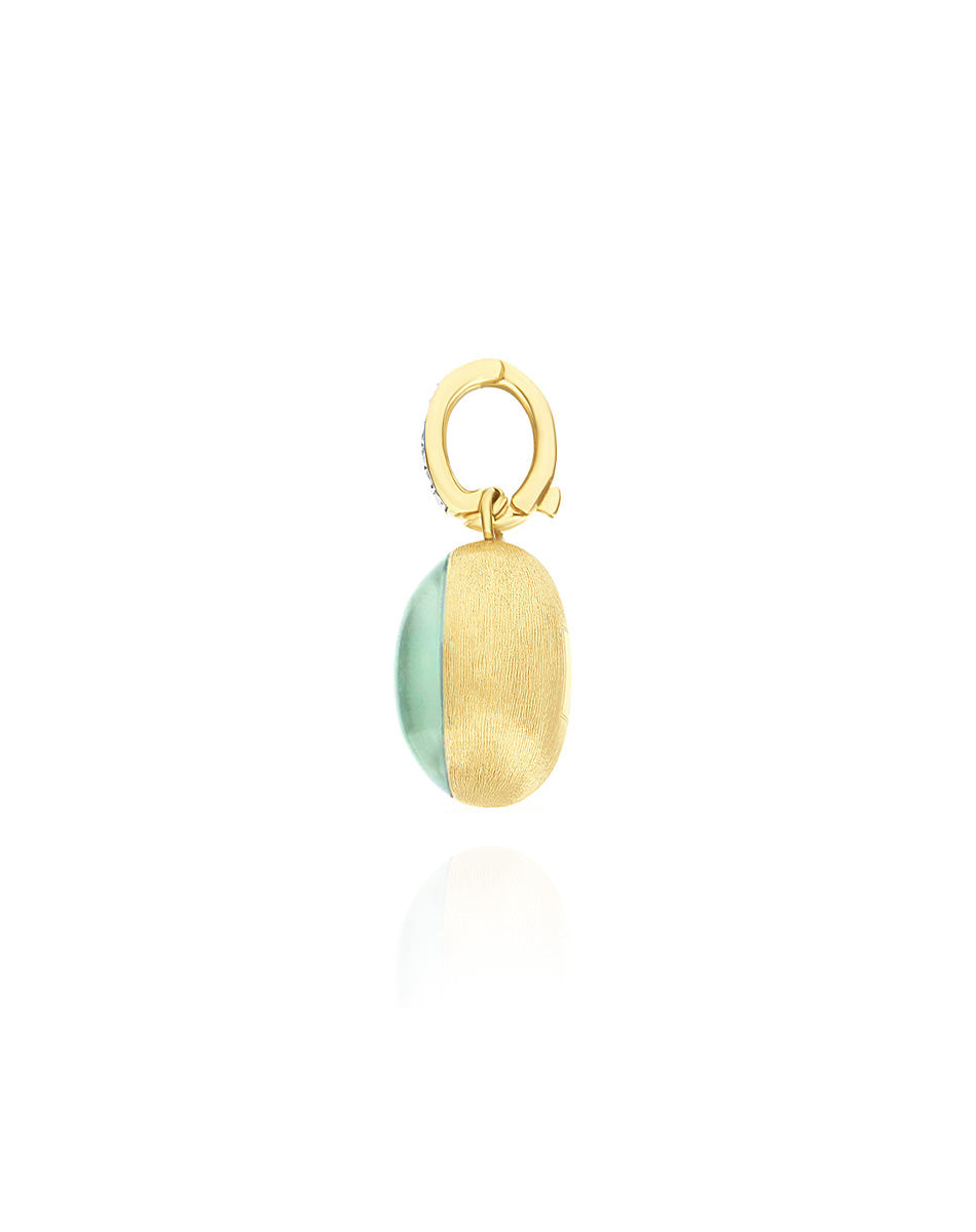 "Boules" Lattementa charm in hand-engraved gold, diamonds, rock crystal, and jadeite (small)