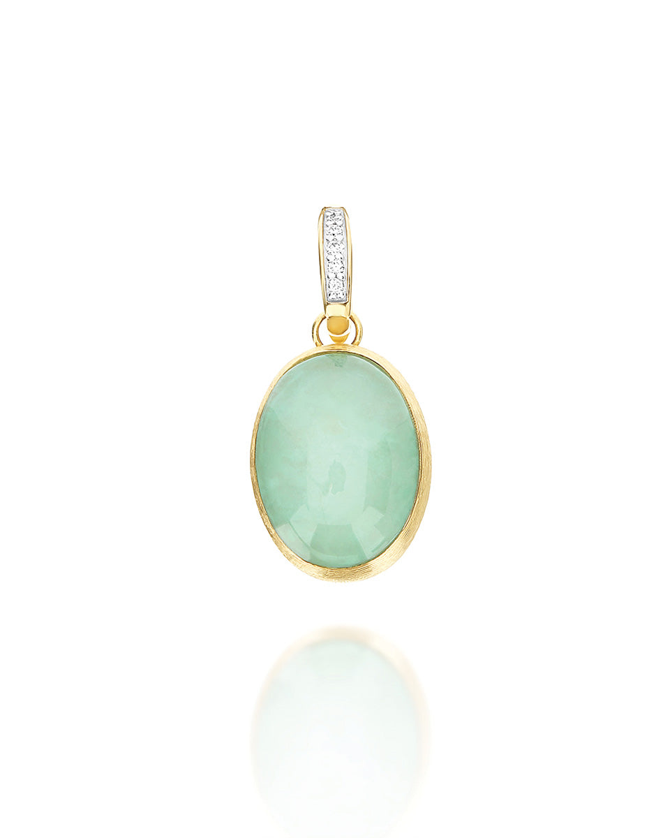 Lattementa Boules charm (medium), in engraved gold, diamonds, jadeite and Rock crystal