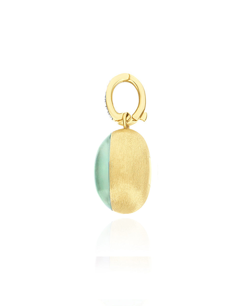 "Boules" Lattementa charm in hand-engraved gold, diamonds, rock crystal, and jadeite (medium)