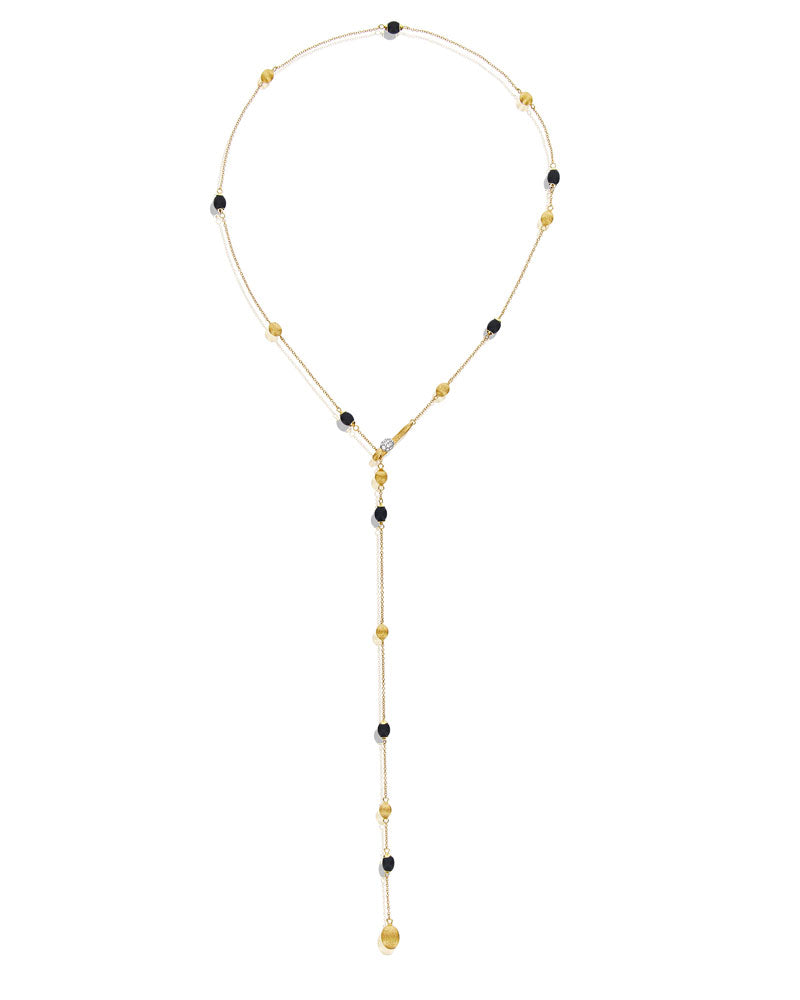 "Soffio" Gold, diamonds and Black Onyx Y necklace