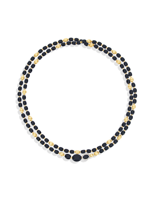 Ivy "Mystery Black" Gold, Diamonds and Black Onyx Statement Convertible Necklace