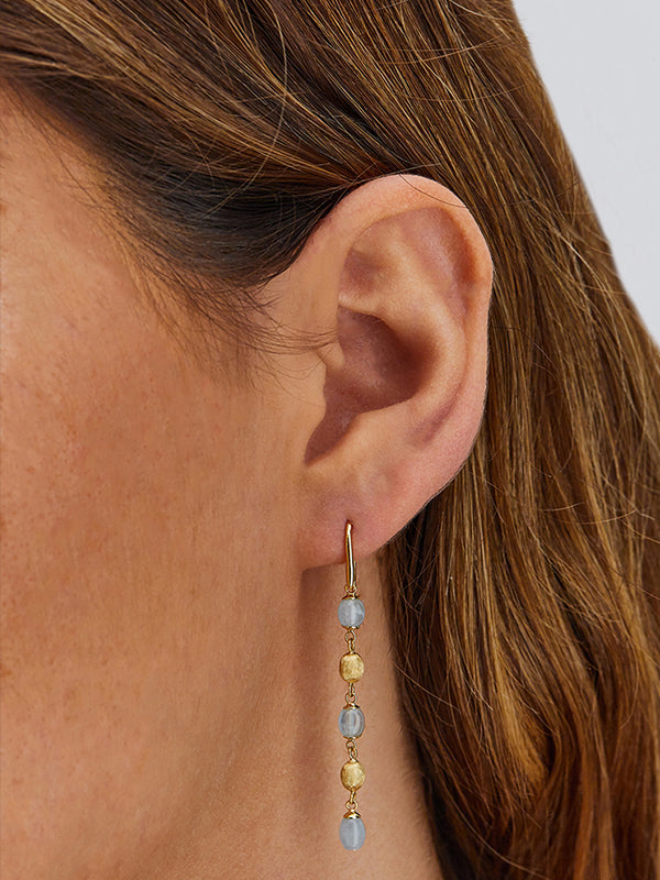 "Azure" Gold and Aquamarine drop earrings