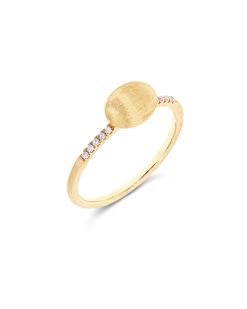 "Elite" Small Gold Boule and brilliant-cut diamonds pavé ring