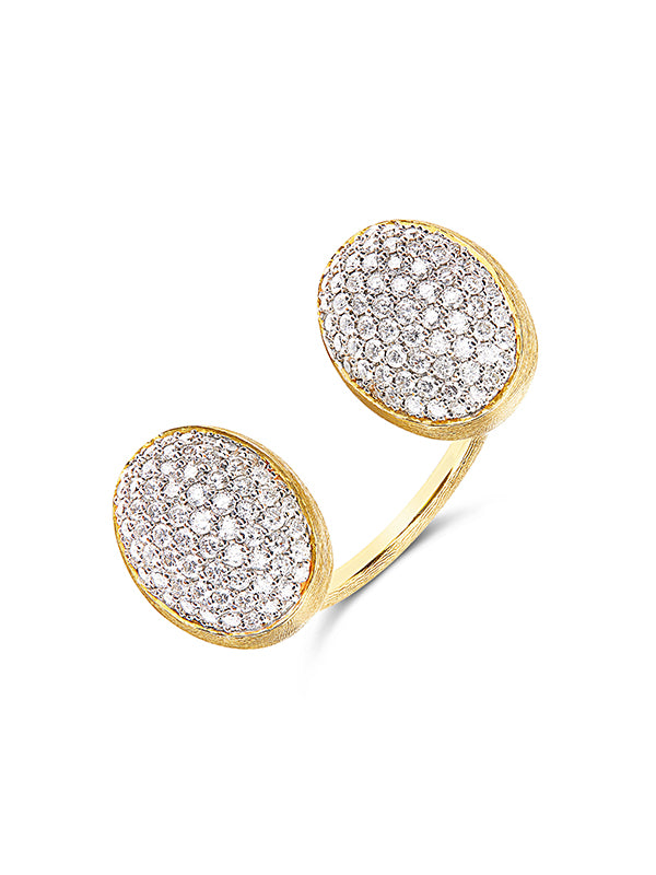 "Bubble" Statement Ring with two gold and diamonds boules (SMALL)