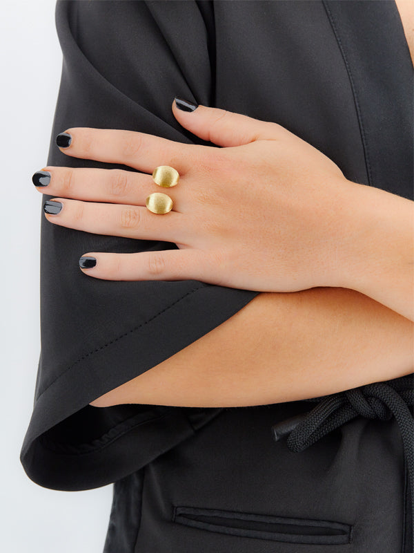"Bubble" Statement Ring with two gold boules
