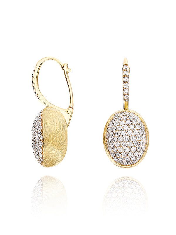 "Ciliegine" Gold and diamonds ball drop earrings (medium)
