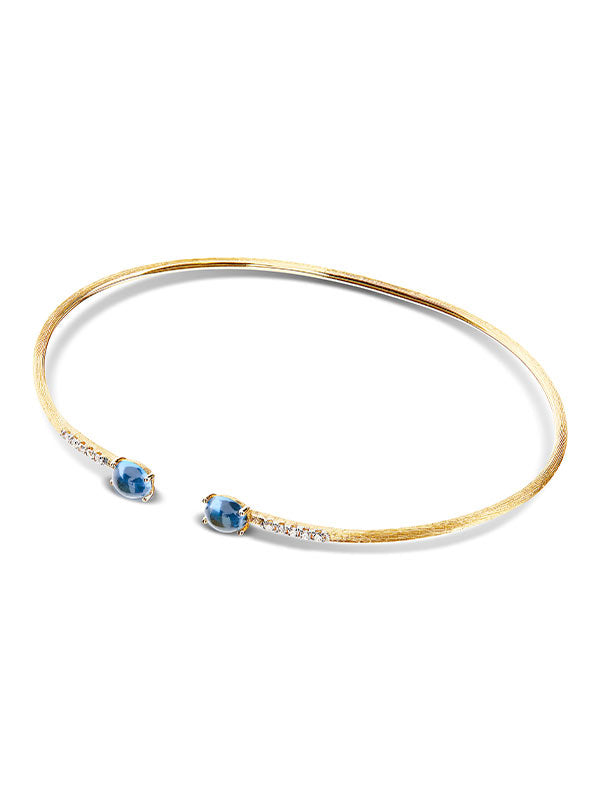 "Azure" Gold, London Blue Topaz and diamonds handmade bangle