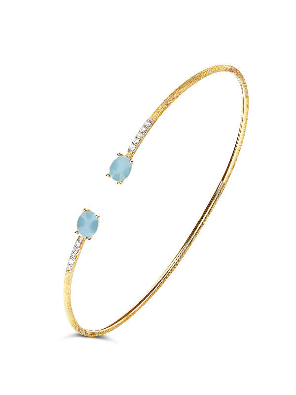 Calida Bracelet with Round Aquamarine, SI Diamond | 3.89 carats Round  Aquamarine Tennis in 14k White Gold | Diamondere