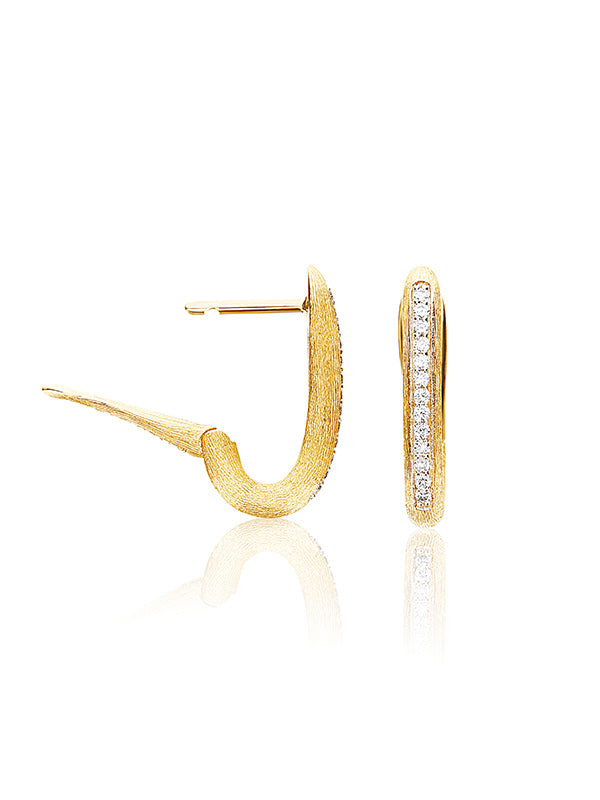Libera small gold square hoop earrings with diamonds