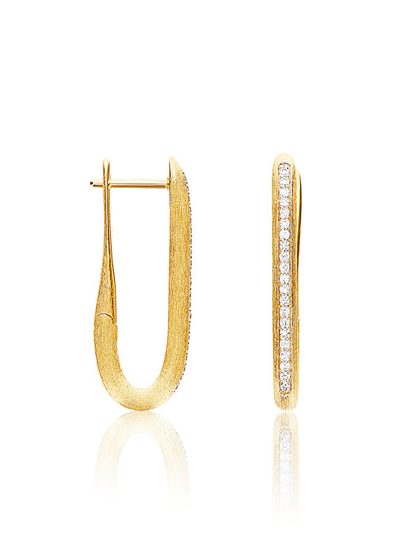Libera medium gold square hoop earrings with diamonds
