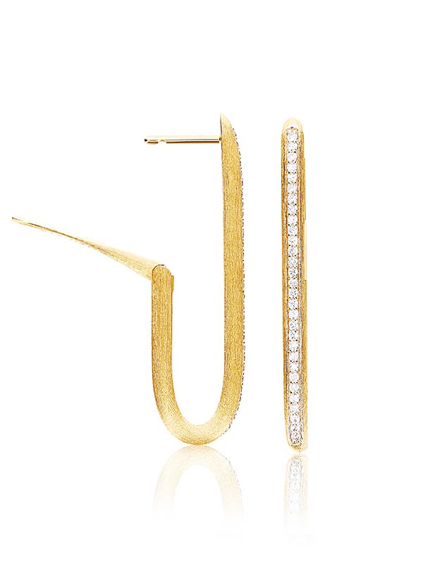 Libera big gold square hoop earrings with diamonds