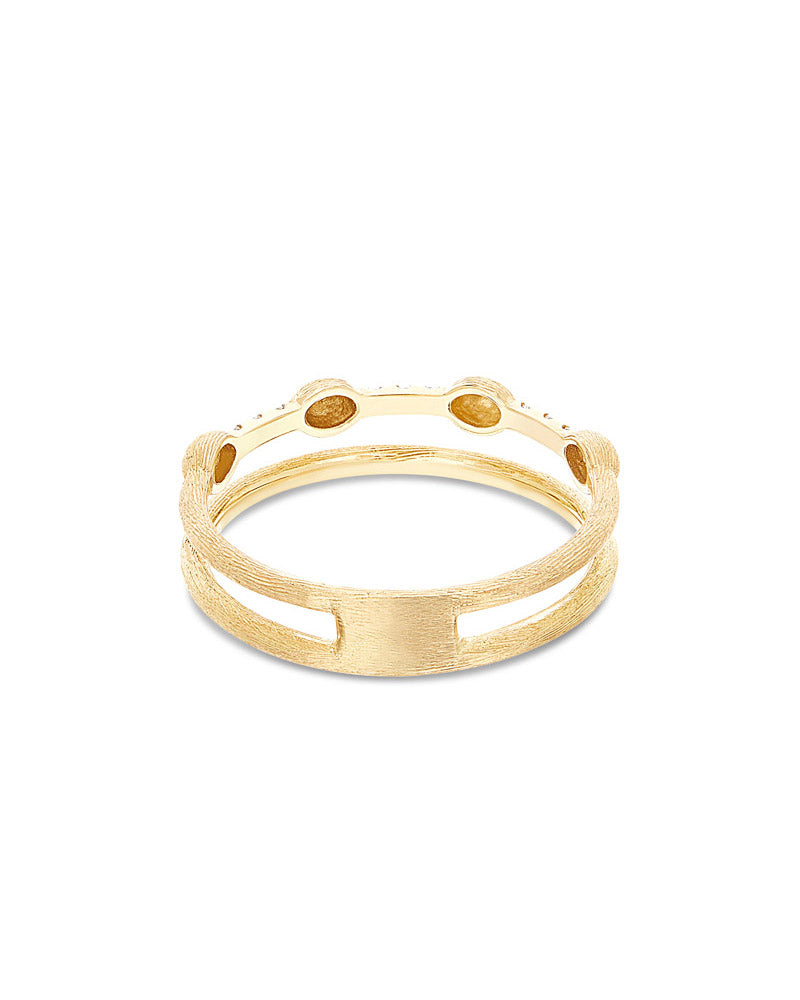 "Élite" Gold boules and diamonds bars double-band Ring