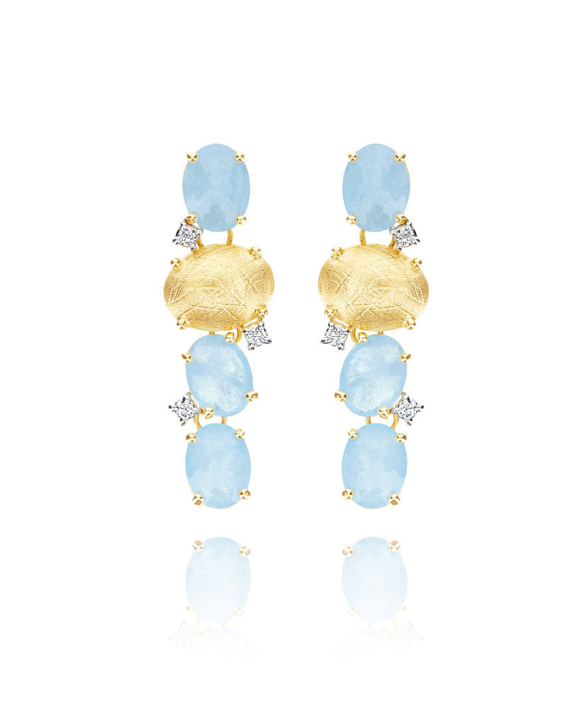 "Ipanema" Gold, Aquamarine and diamonds Earrings