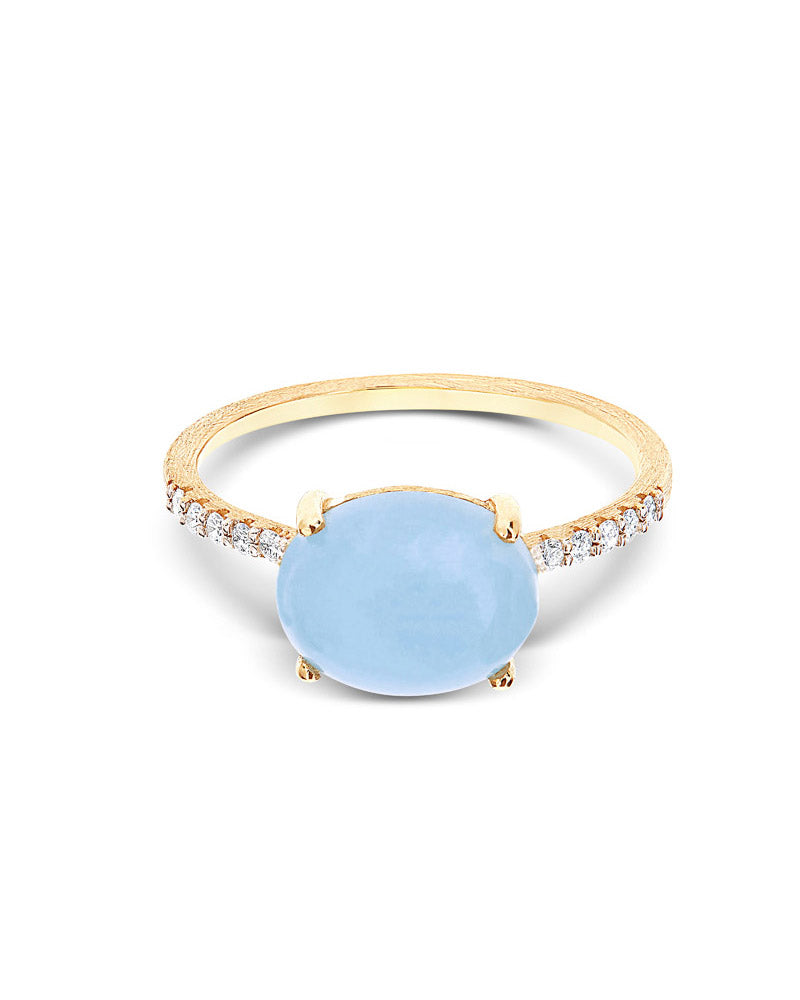 "Azure" Gold, diamonds and Aquamarine stackable ring