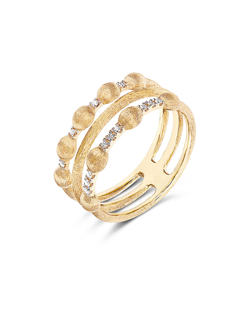 "Elite" Gold and diamonds triple-band Ring