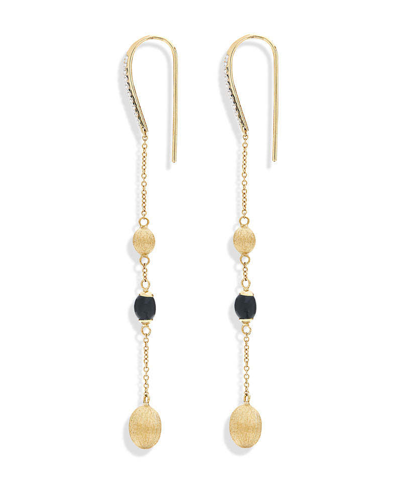 "Mystery Black" Gold and Black Onyx everyday drop earrings