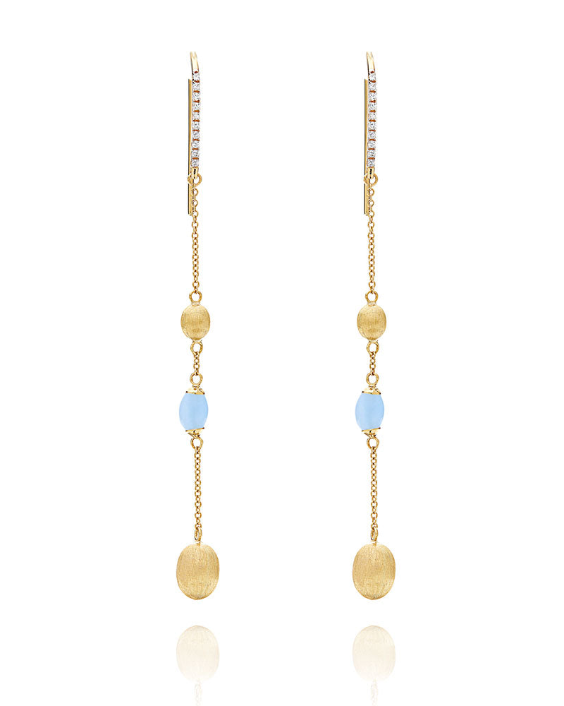 "Azure" Gold and Aquamarine everyday drop earrings