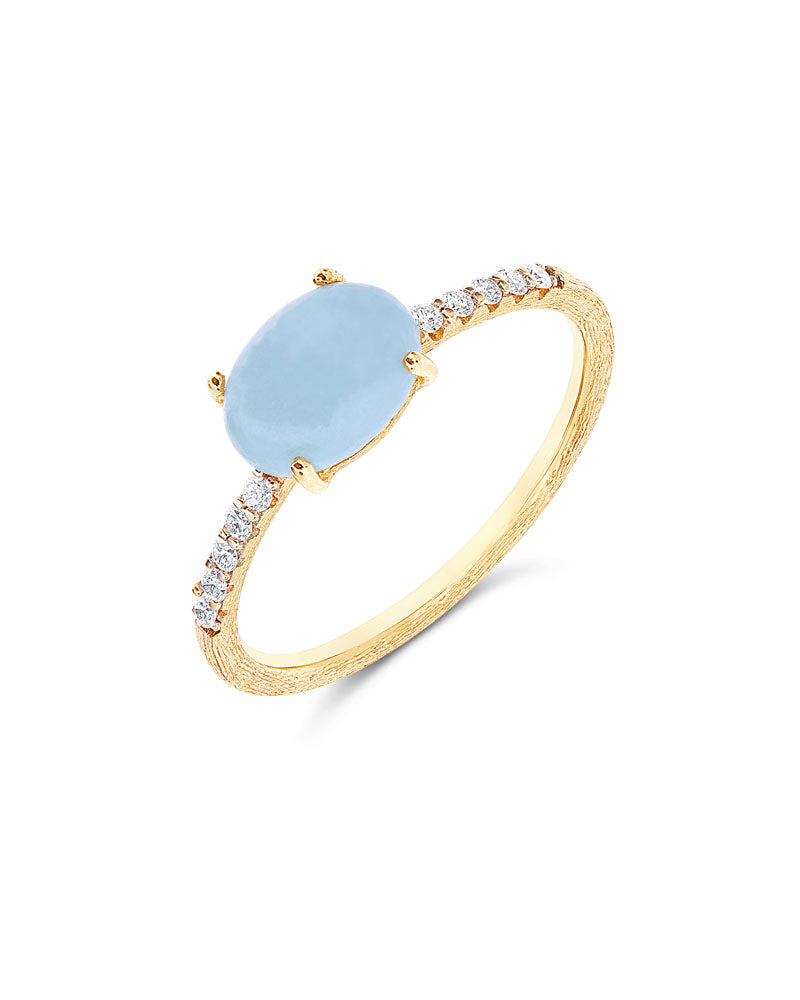 "Azure" Gold, diamonds and Aquamarine medium ring