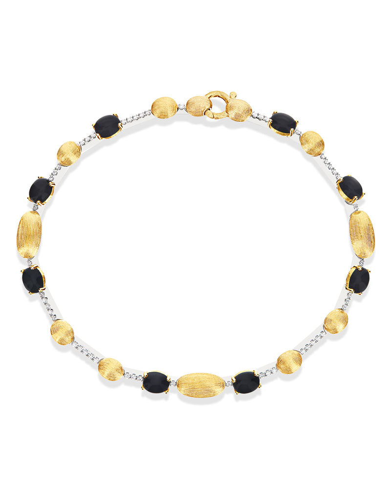 "Mystery Black" Gold, Diamonds and Black Onyx tennis bracelet