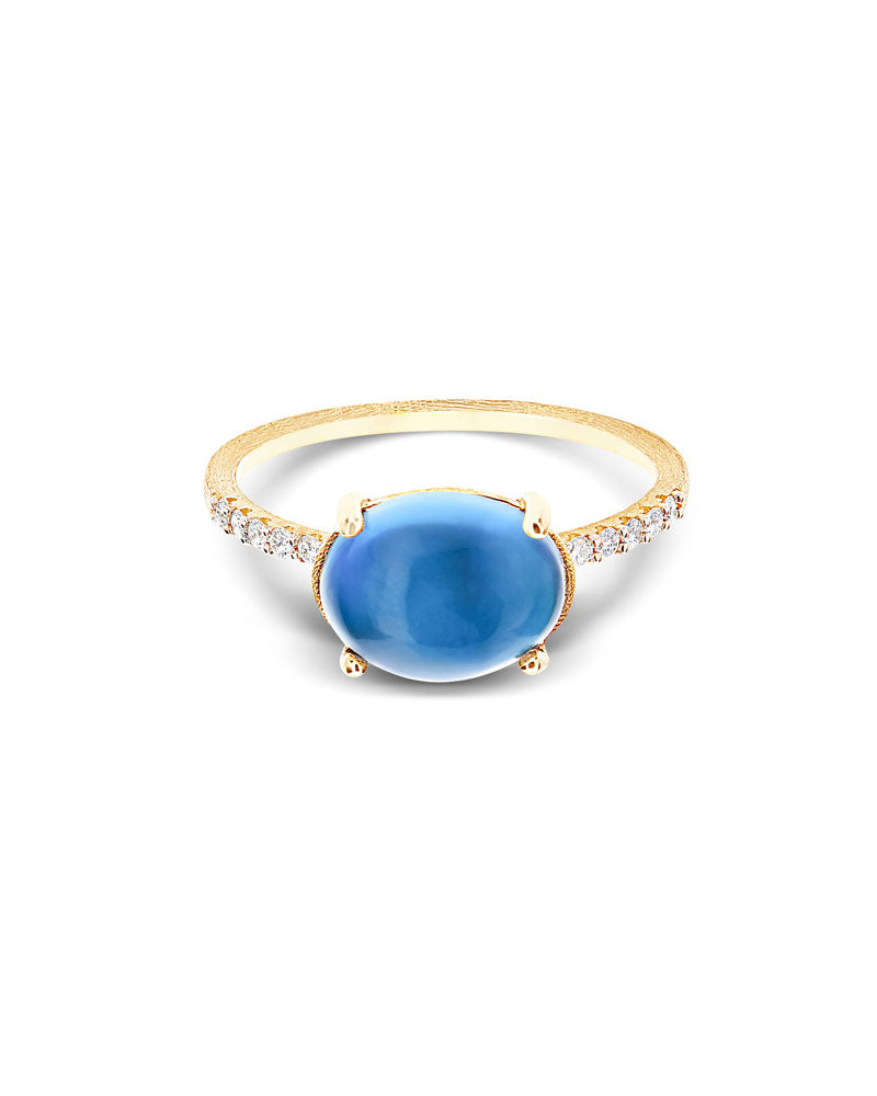 "Azure" Gold, diamonds and London Blue Topaz big ring