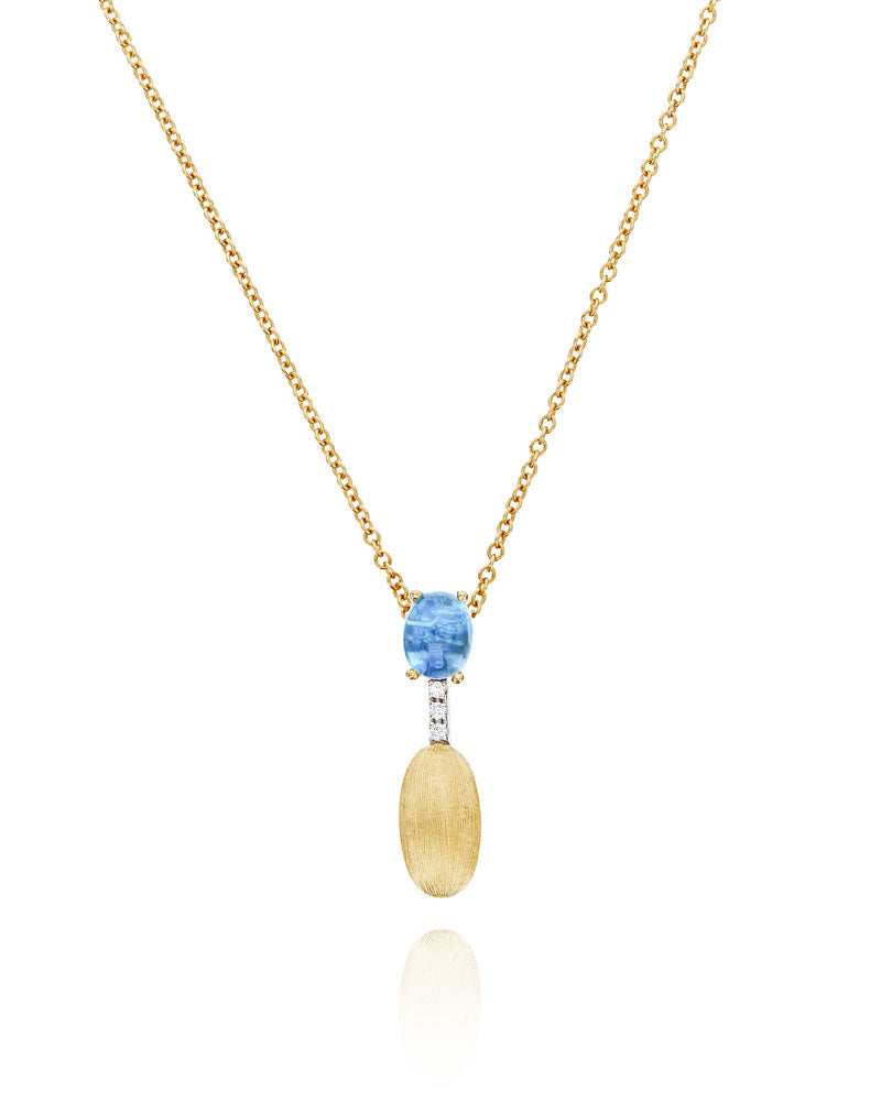 "Azure" Gold, diamonds and London Blue Topaz dainty short necklace