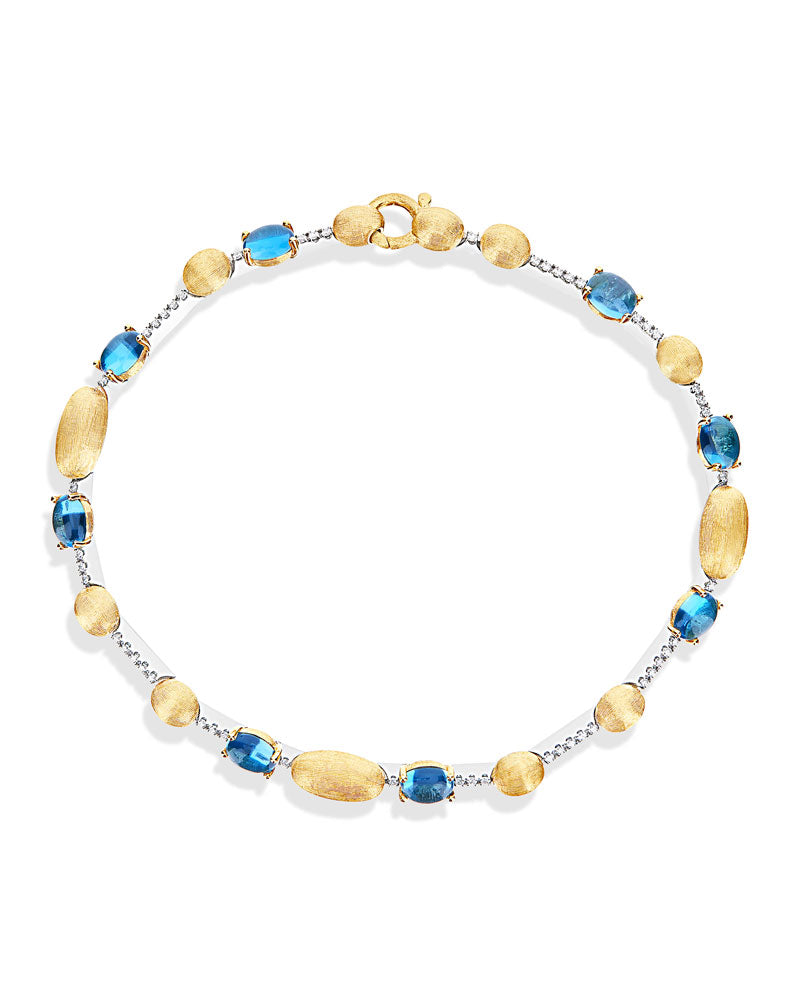 "Azure" Gold, Diamonds and London Blue Topaz tennis bracelet