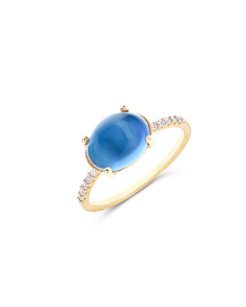 "Azure" Gold, diamonds and London Blue Topaz big ring