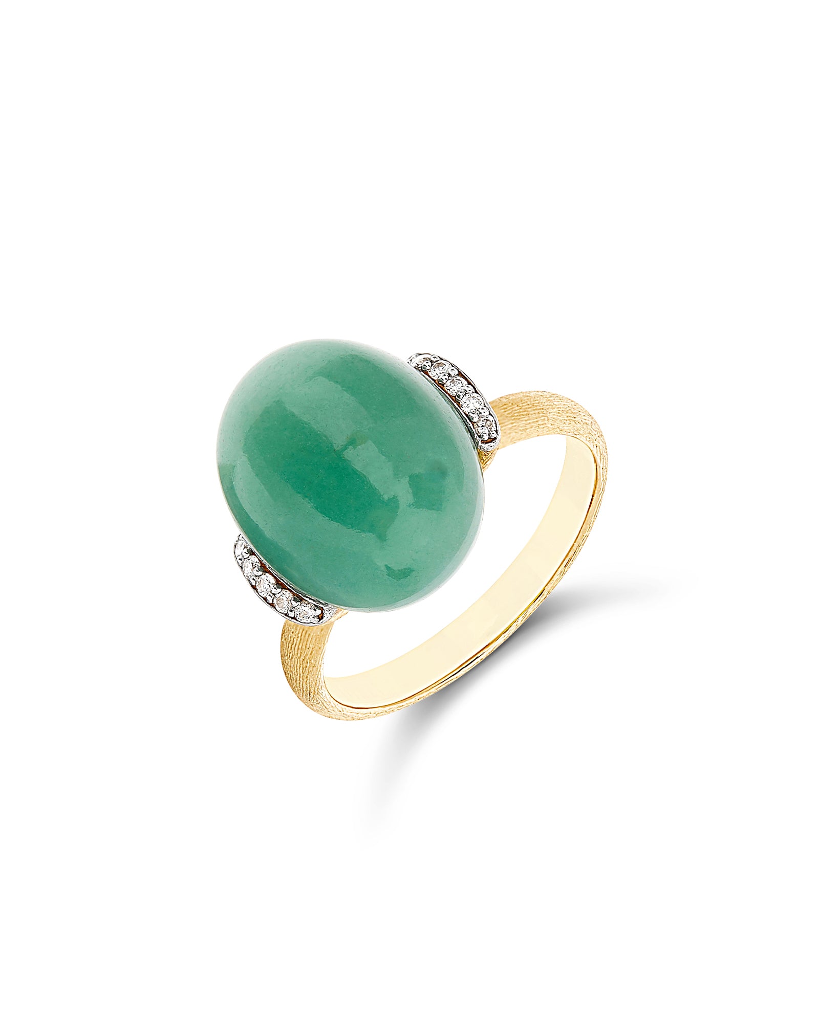 Amazonia "Amulets" Gold, Diamonds and Green Aventurine Ring (LARGE)