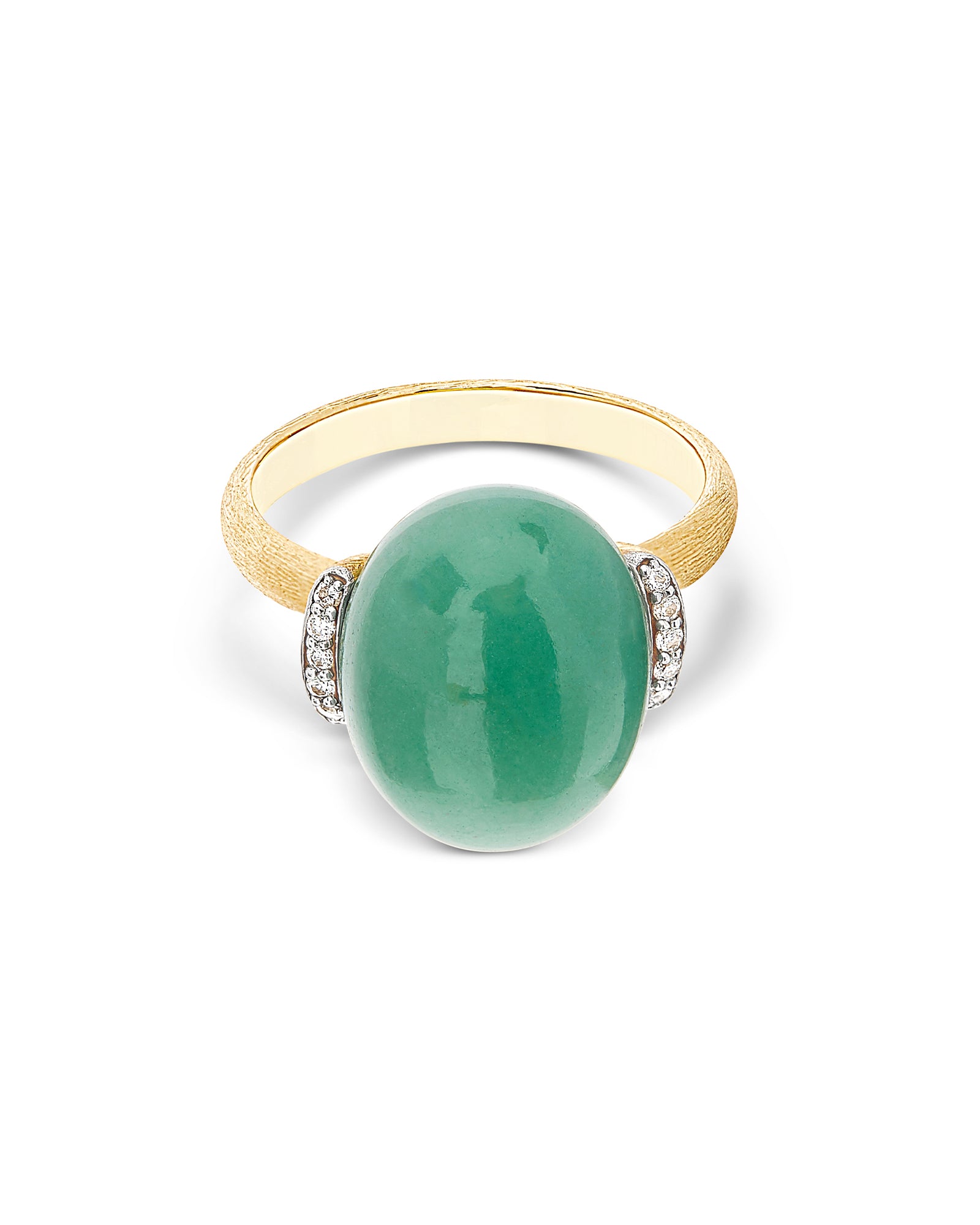 "Amazonia" Gold, Diamonds and Green Aventurine Ring (LARGE)