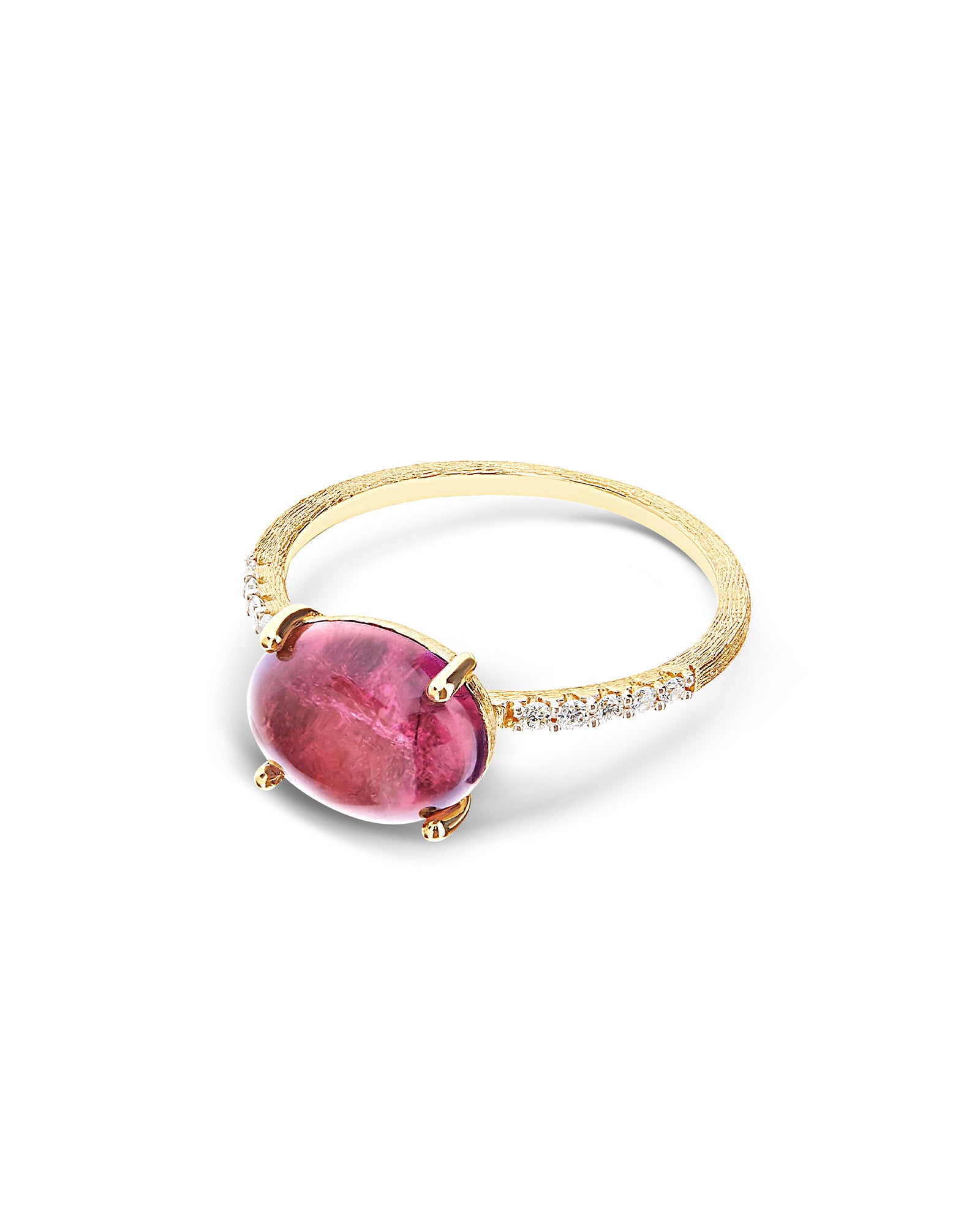 "Tourmalines" Gold, diamonds and pink tourmaline ring (big)