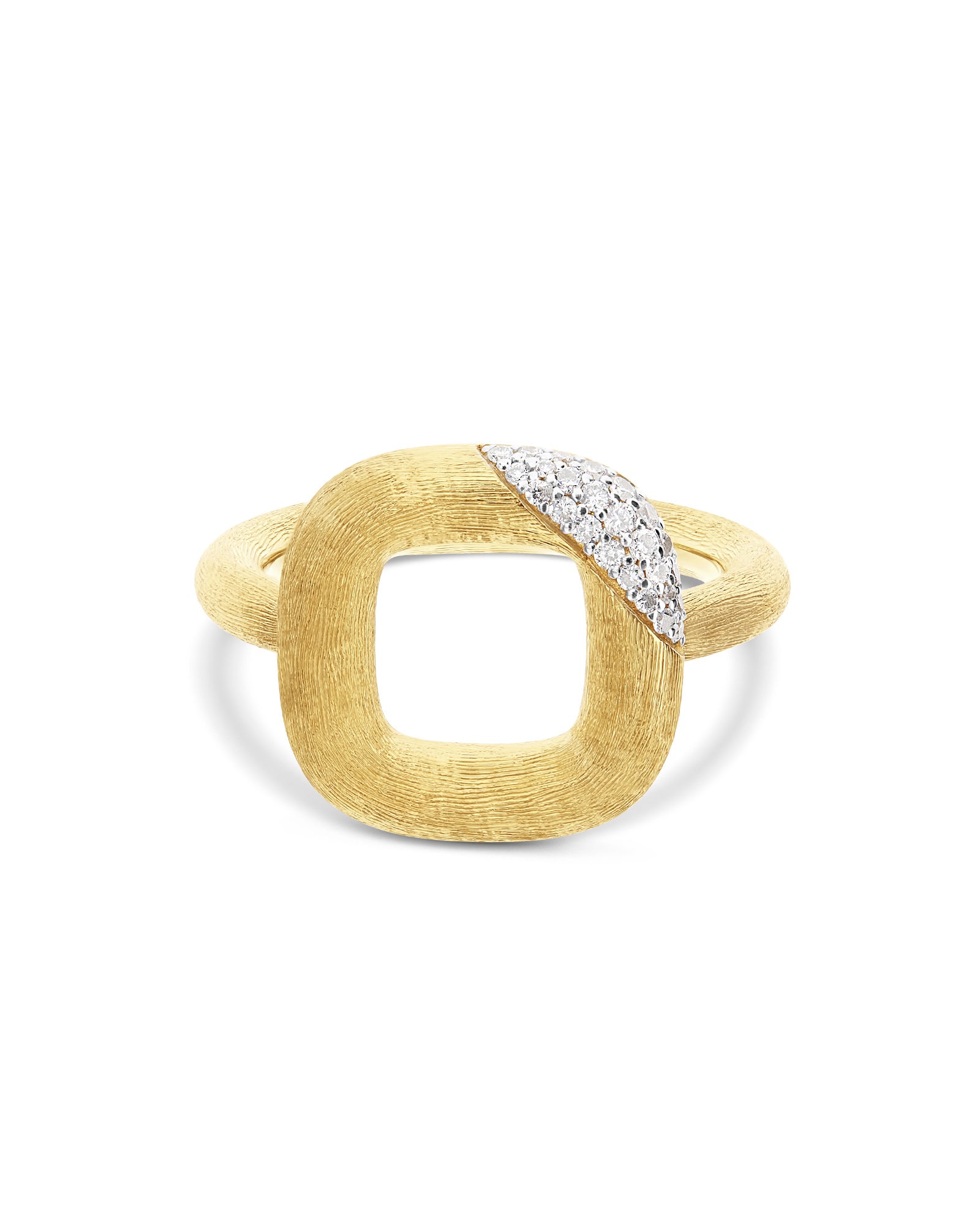 "Libera" small squared gold and diamonds ring
