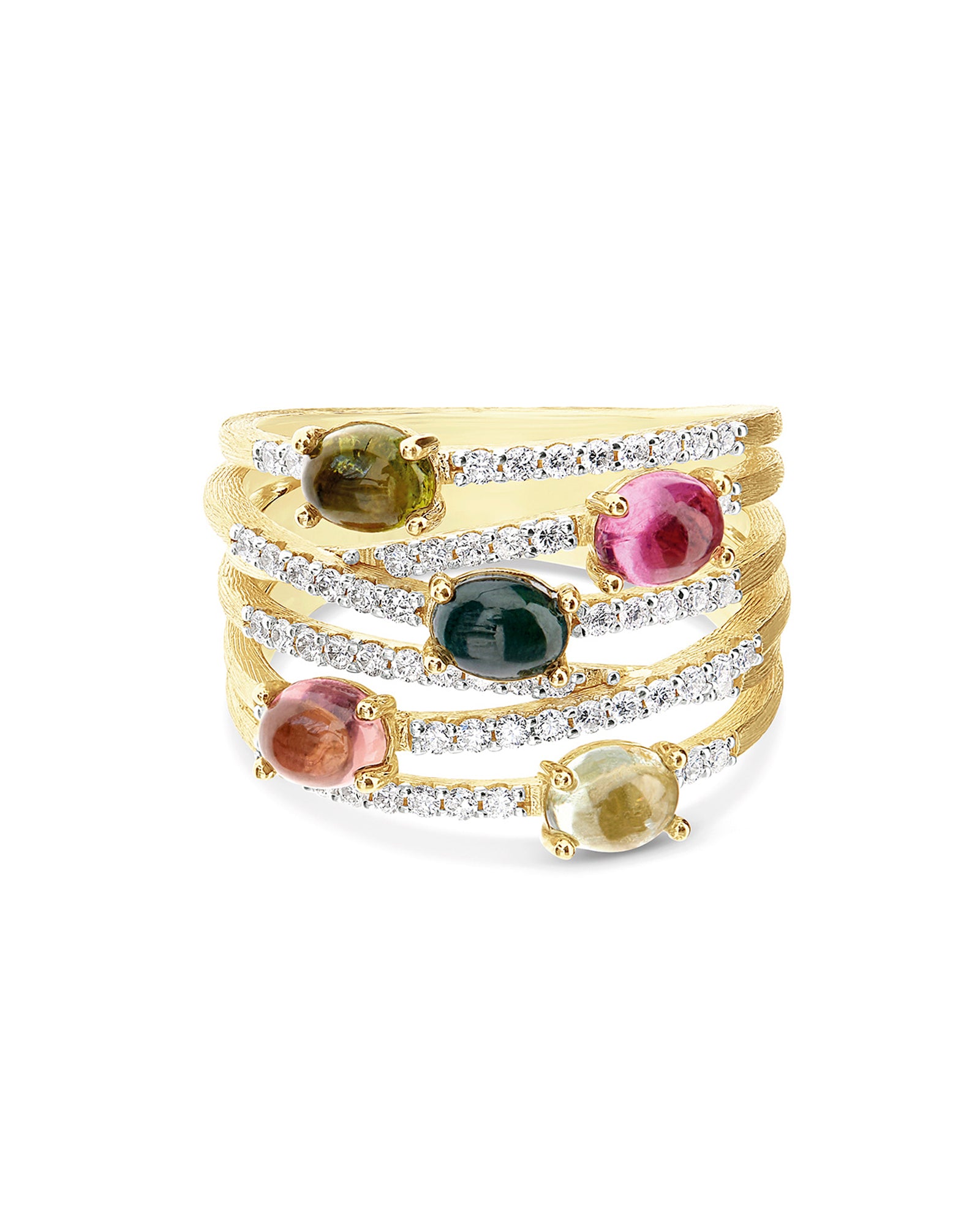 "tourmalines" gold and tourmaline colorful ring