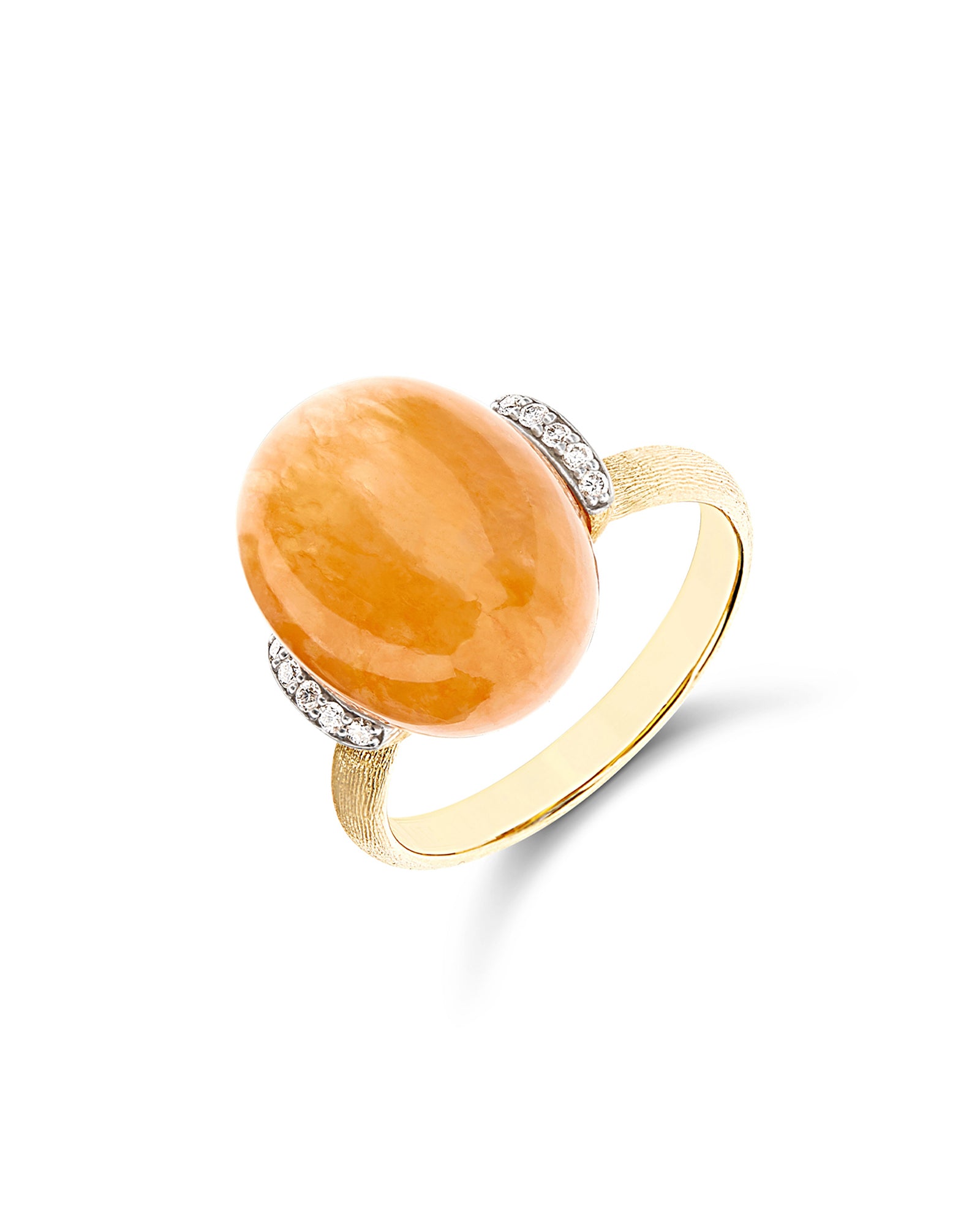 Petra "Amulets" Gold, Diamonds and Orange Aventurine Ring (LARGE)