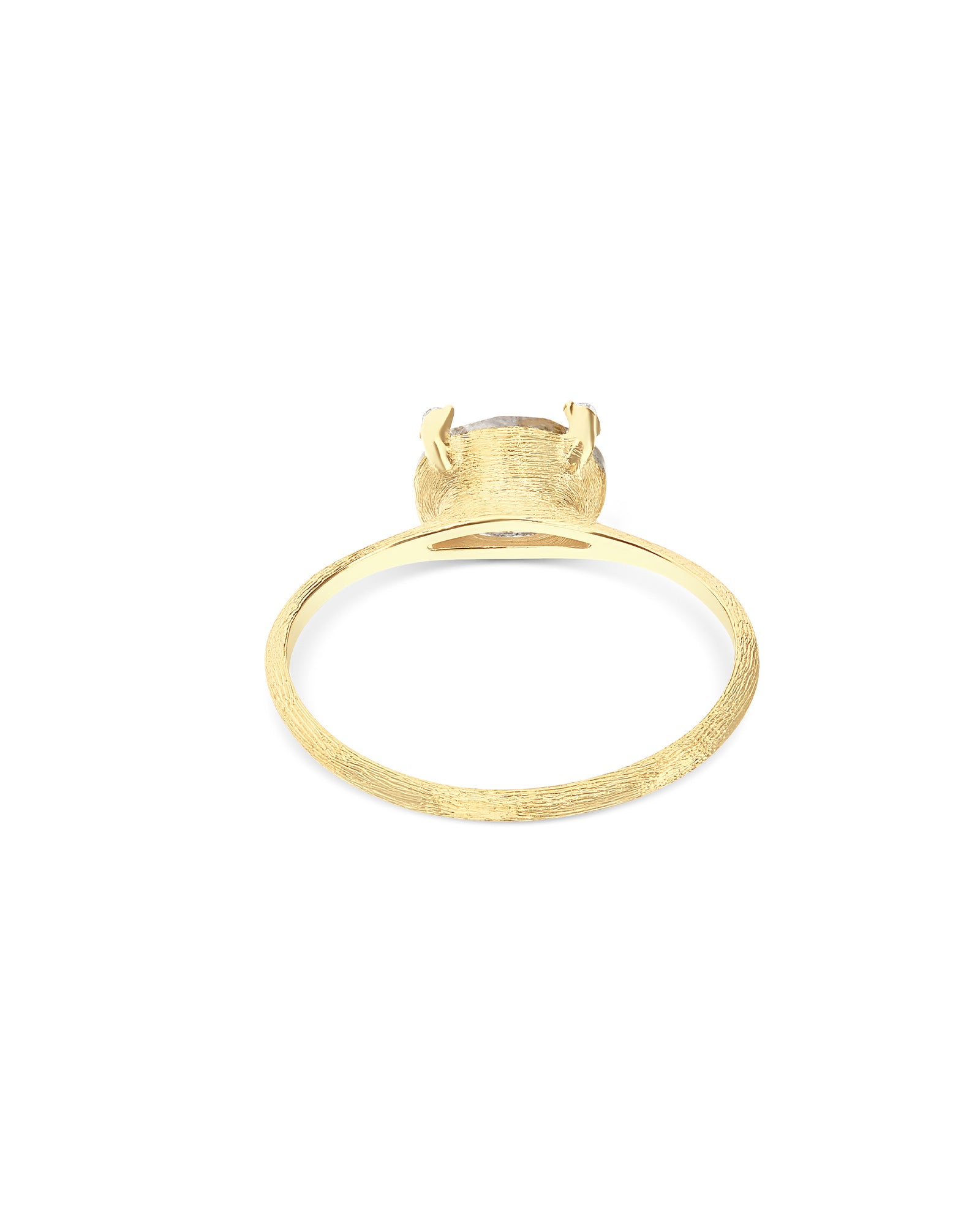 "Ipanema" Yellow rutilated quartz, diamonds and 18kt gold small ring