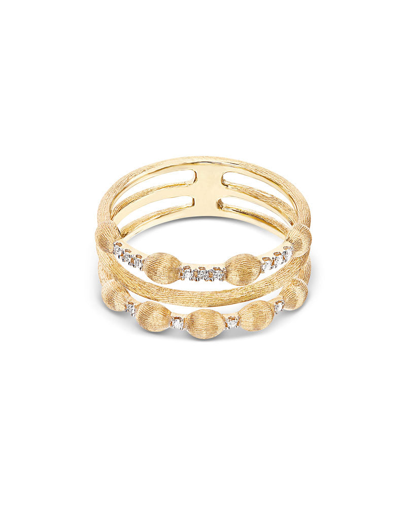 "Élite" Gold and diamonds triple-band Ring