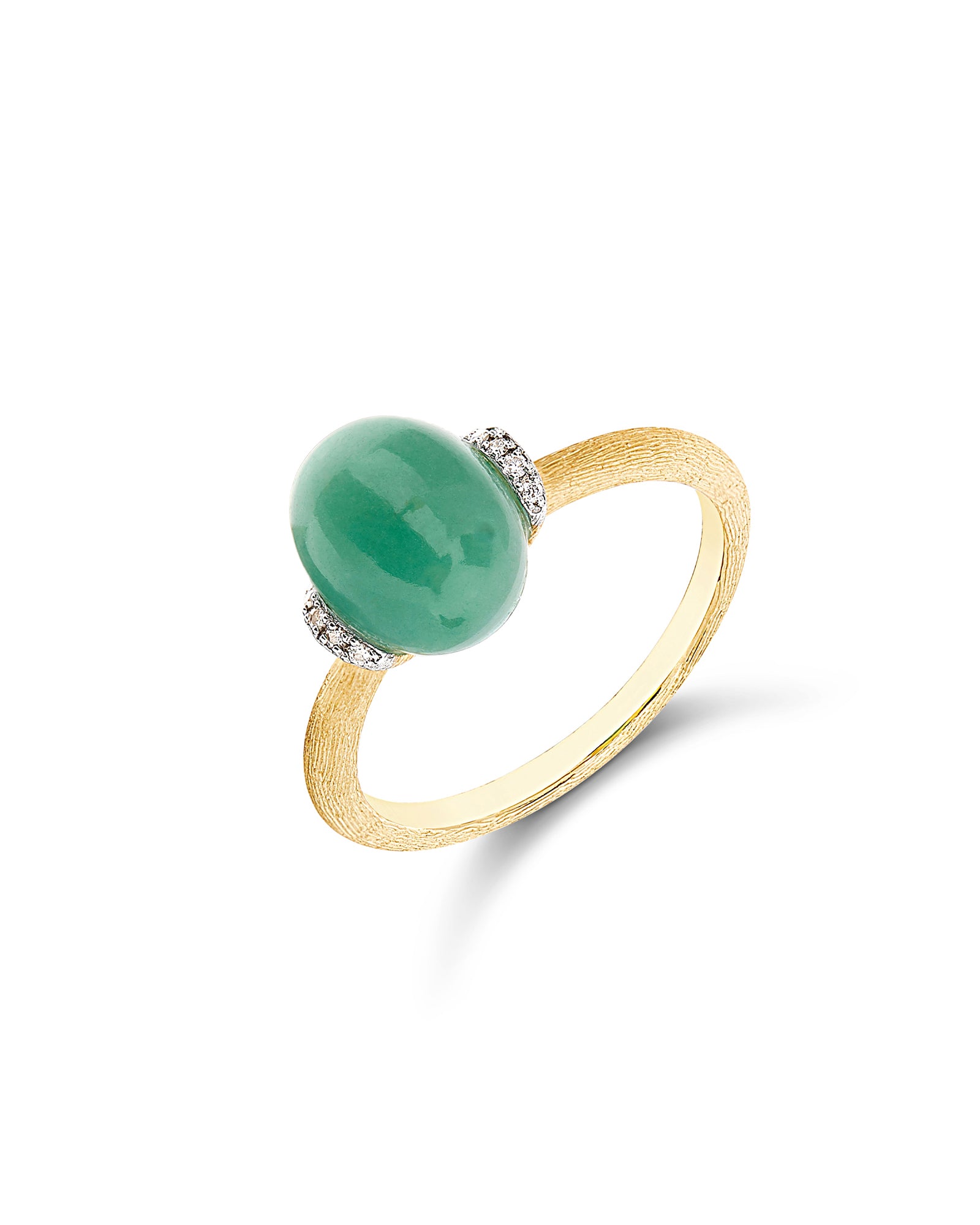 Amazonia "Amulets" Gold, Diamonds and Green Aventurine Ring (SMALL)