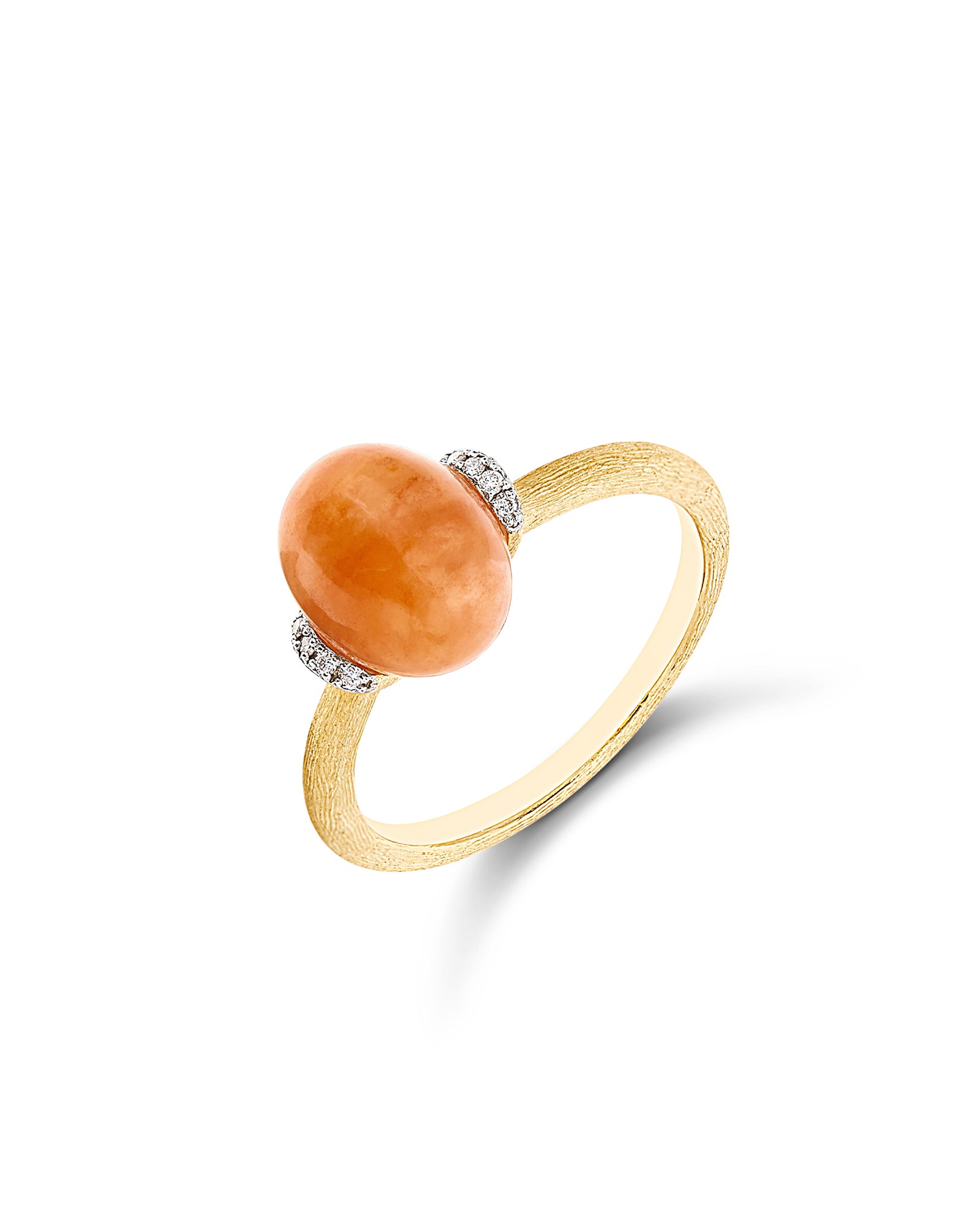 Petra "Amulets" Gold, Diamonds and Orange Aventurine Ring (SMALL)