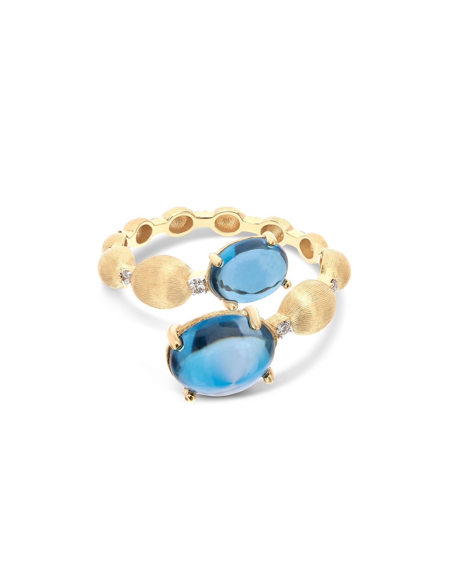 "Azure" Gold, diamonds and London Blue Topaz open ring