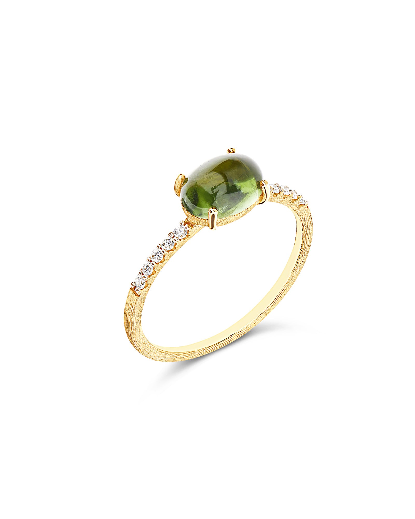 "Tourmalines" Gold, diamonds and green tourmaline ring (medium)
