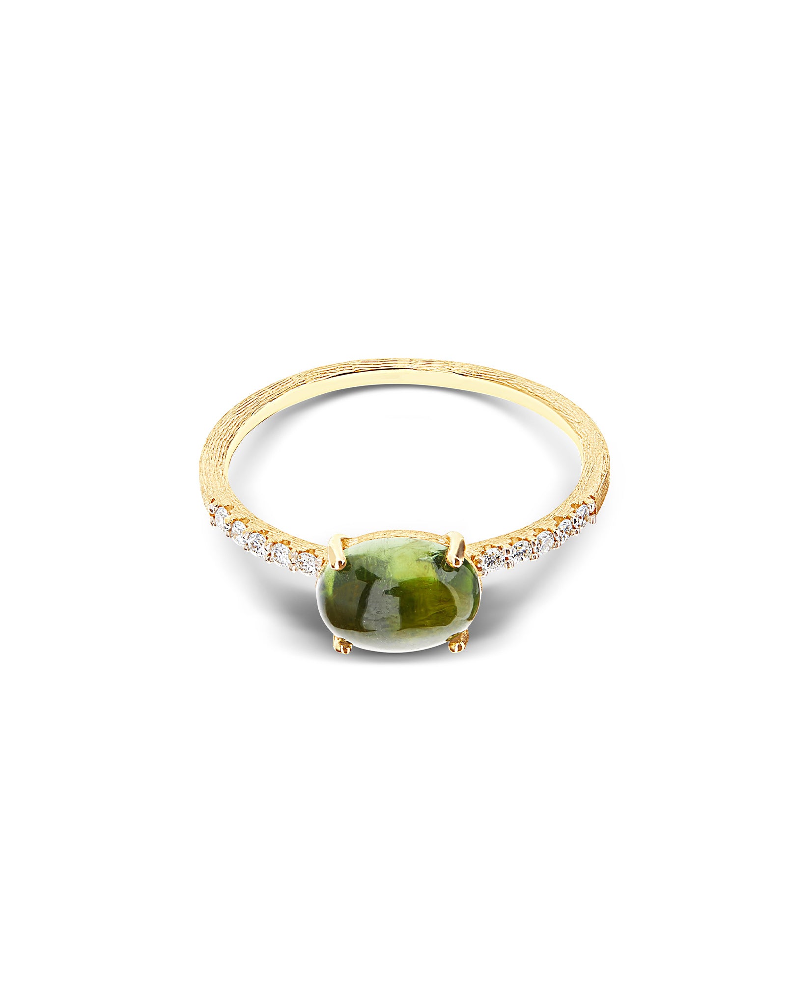 "Tourmalines" Gold, diamonds and green tourmaline ring (medium)