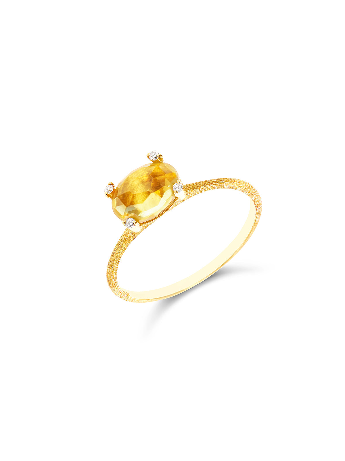 "Ipanema " Gold, Citrine Quartz and Diamonds  Ring