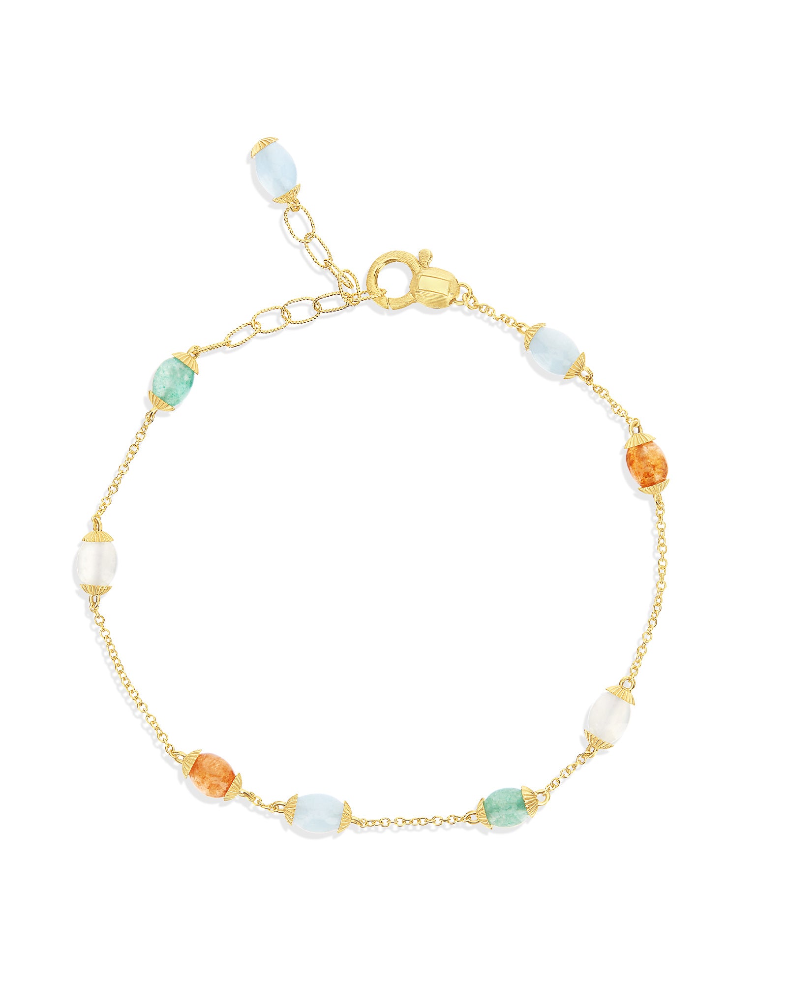 Rainbow "Amulets" Gold and Natural Stones Bracelet