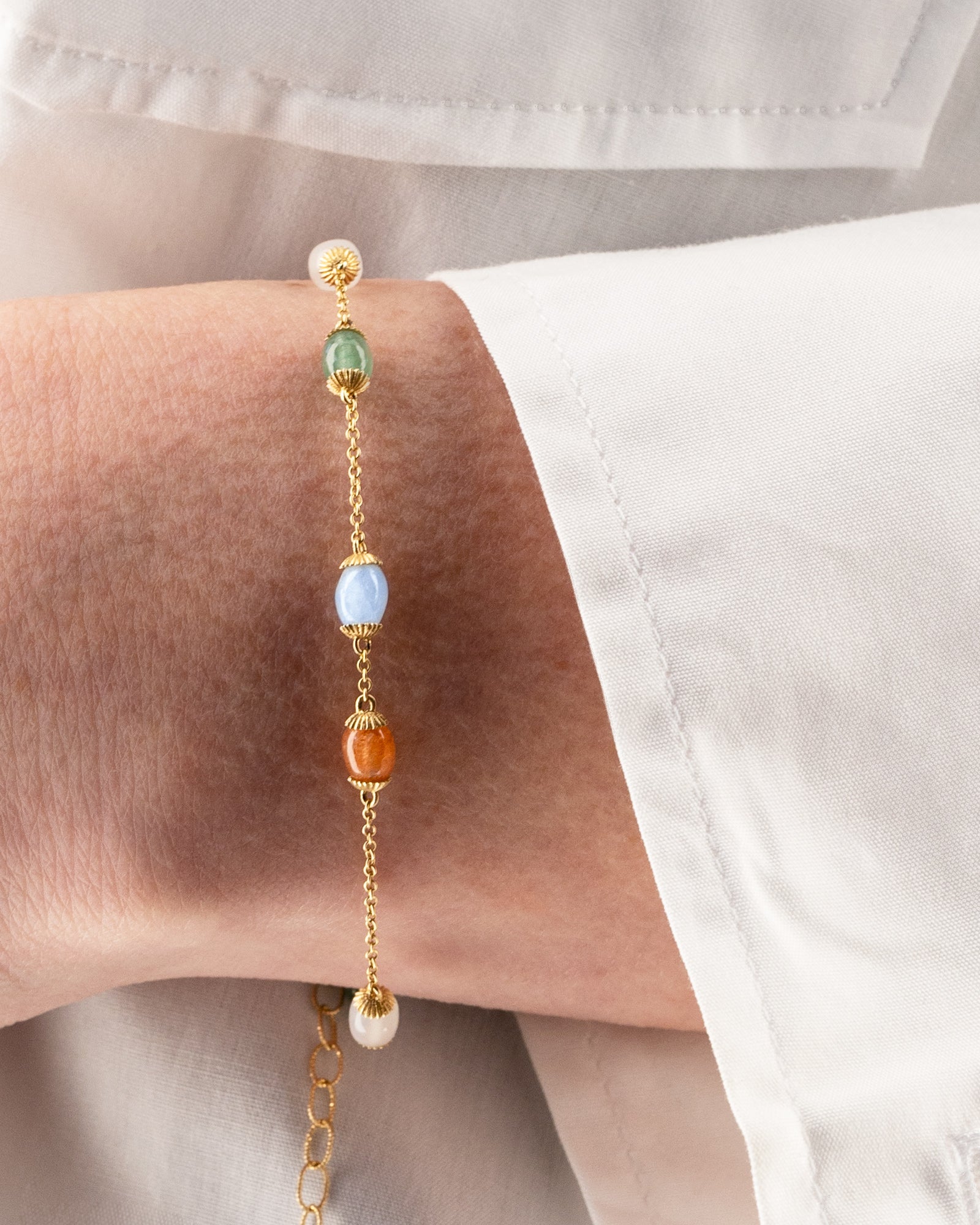 "Rainbow" Gold and Natural Stones Bracelet