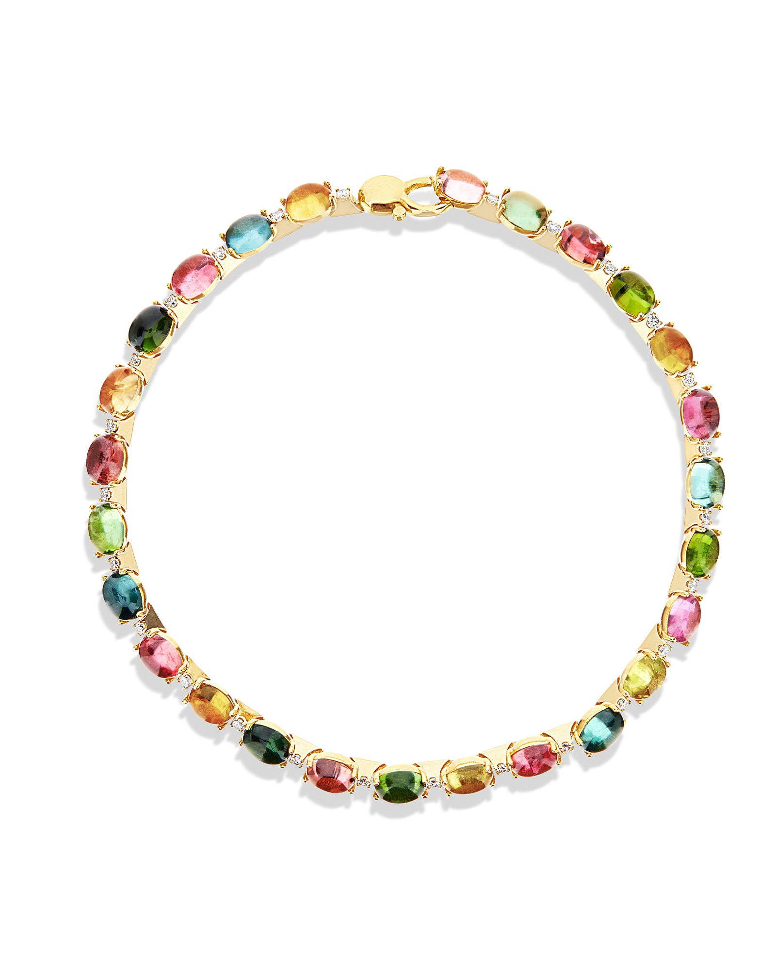 "Tourmalines" Gold, diamonds and tourmaline colorful tennis bracelet