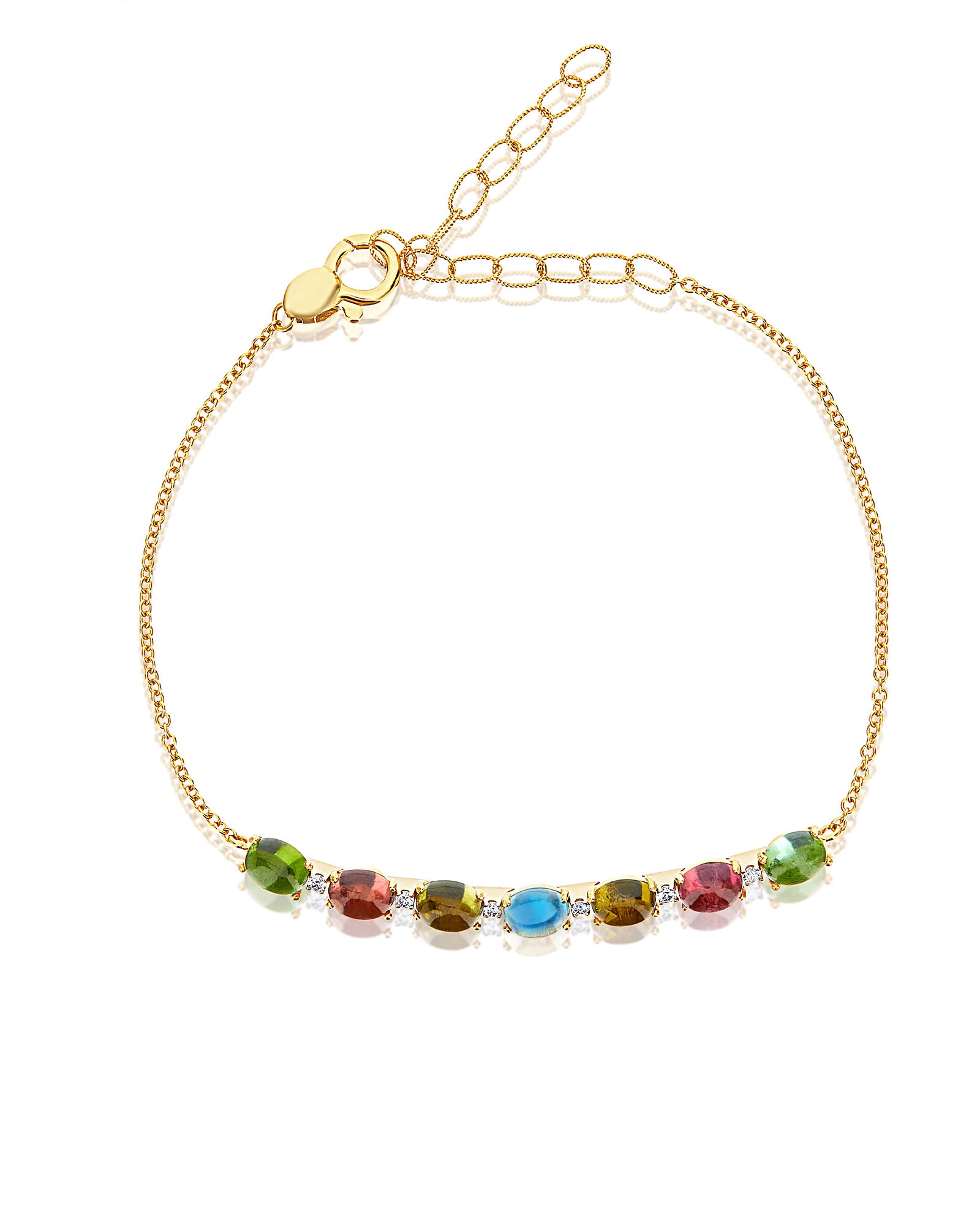 "Tourmalines" Gold, diamonds and tourmaline colorful bracelet